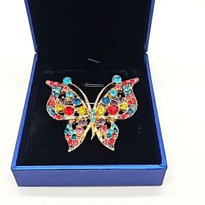 Multicolor Gold Butterfly Brooch